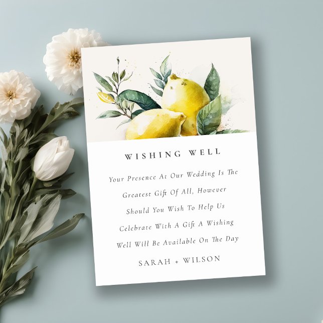 Tarjeta De Recepción Boho Yellow Lemon Garden Wedding Wishing Well (Subido por el creador)