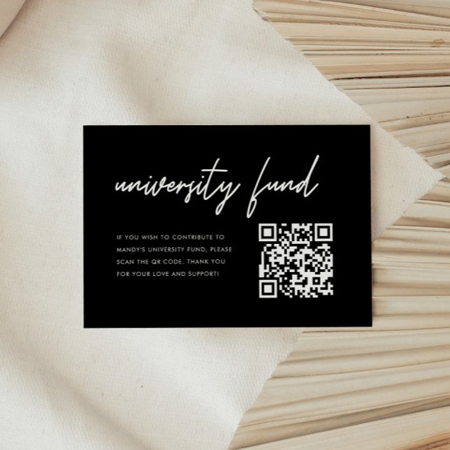 Tarjeta De Recepción Bold Black University Fund QR Code Graduation (Subido por el creador)
