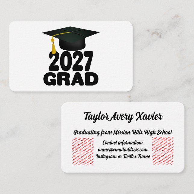 Tarjeta De Recepción Bold Class of 2027 Graduation (Anverso / Reverso)