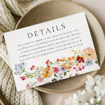 Tarjeta De Recepción Bold Watercolor Wildflowers Wedding Details<br><div class="desc">Bold Watercolor Wildflowers Wedding Details Enclosure Card

See matching collection below</div>