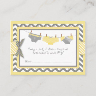 Tarjeta De Recepción Boleto amarillo de la rifa del pájaro y del pañal