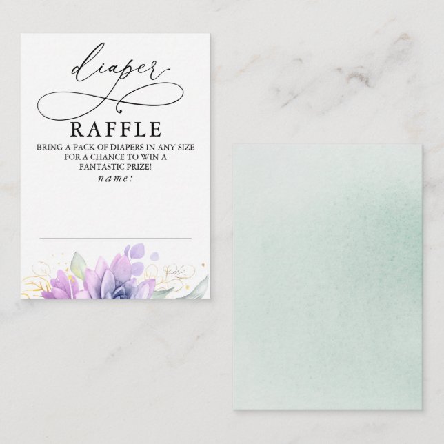 Tarjeta De Recepción Boleto Baby Shower de Diaper Raffle Soft Greeneren (Anverso / Reverso)