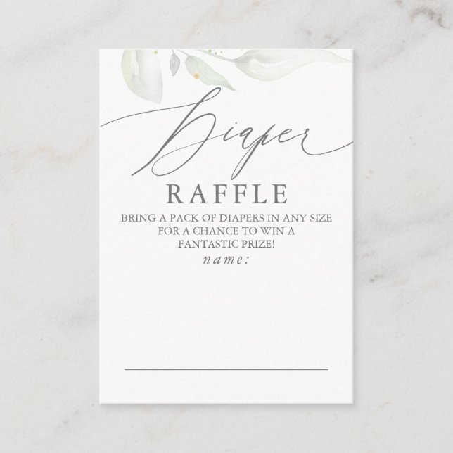 Tarjeta De Recepción Boleto Baby Shower de Diaper Raffle Soft Greeneren (Anverso)