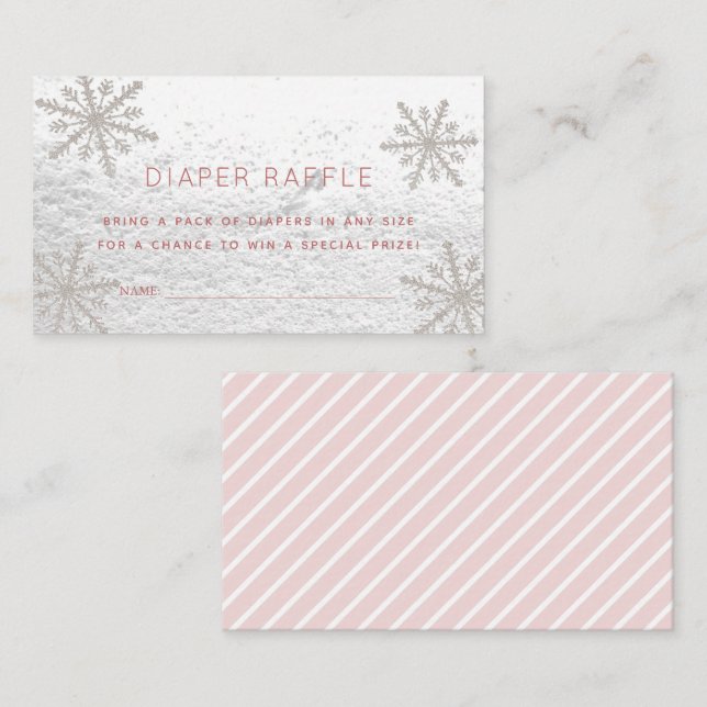 Tarjeta De Recepción Boleto Baby Shower Diaper Raffle con copas de niev (Anverso / Reverso)