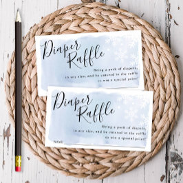 Tarjeta De Recepción Boleto Baby Shower Raffle con copas de nieve azul