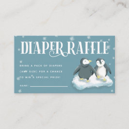 Tarjeta De Recepción Boleto de Baby Shower Diaper Raffle de Blue Pengui