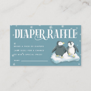 Tarjeta De Recepción Boleto de Baby Shower Diaper Raffle de Blue Pengui