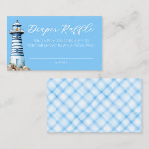 Tarjeta De Recepción Boleto de Baby Shower Nautical Blue Diaper Raffle