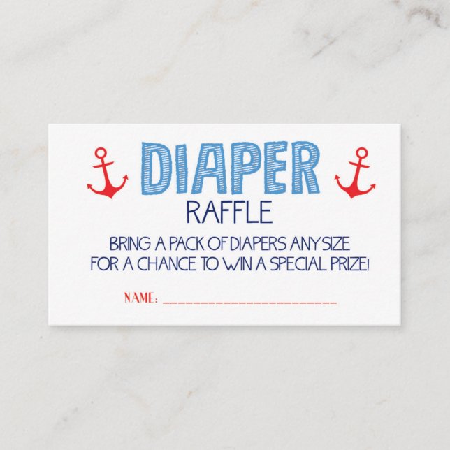 Tarjeta De Recepción Boleto de barrido azul Diaper Raffle (Anverso)