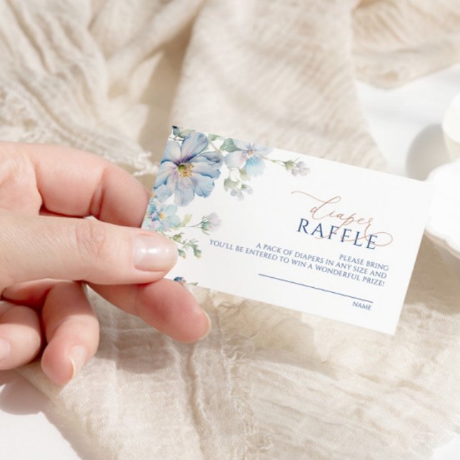 Tarjeta De Recepción Boleto de barrido de pañal azul Hydrangea y Rosa (Subido por el creador)