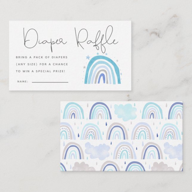 Tarjeta De Recepción Boleto de barro azul arcoiris Baby Shower Diaper R (Anverso / Reverso)