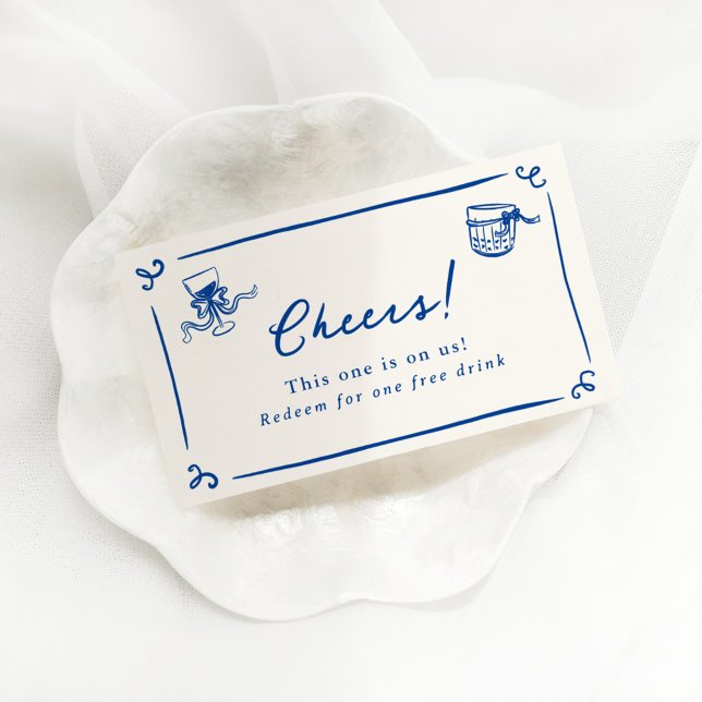 Tarjeta De Recepción Boleto de Bebida Azul Marinho Dibujado a Mano con  (Subido por el creador)