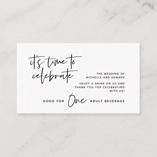 Tarjeta De Recepción Boleto de bebida, bebida para adultos, felices par (Anverso)