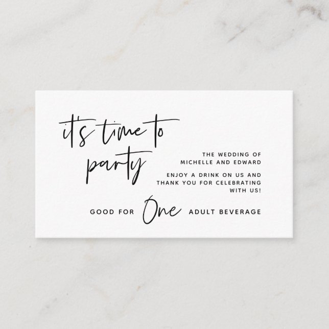 Tarjeta De Recepción Boleto de bebida, bebida para adultos, felices par (Anverso)