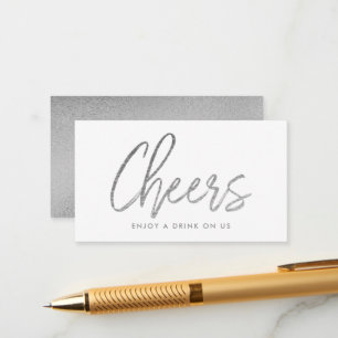 Tarjeta De Recepción Boleto de bebida "Cheers" con escritura moderna en