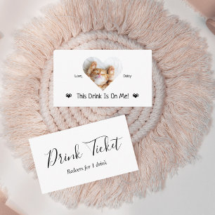 Tarjeta De Recepción Boleto de Bebida de Boda con Foto de Gato Personal