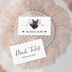 Tarjeta De Recepción Boleto de Bebida de Boda con Foto de Perro Persona