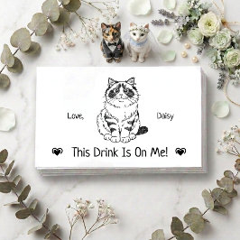 Tarjeta De Recepción Boleto de Bebida de Boda de Gato Personalizado Lin