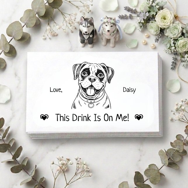 Tarjeta De Recepción Boleto de Bebida de Boda de Perro Personalizado Ad (Subido por el creador)