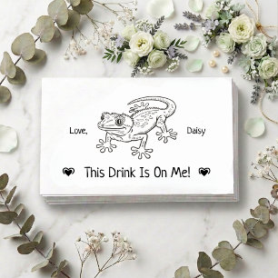 Tarjeta De Recepción Boleto de Bebida de Boda Personalizado Lindo Gecko