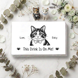 Tarjeta De Recepción Boleto de Bebida para Boda de Gato Personalizado L