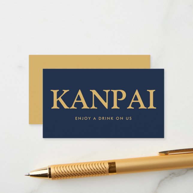 Tarjeta De Recepción Boleto de Bebidas Gratis Japonés "Kanpai" con Fuen (Anverso/Reverso In Situ)