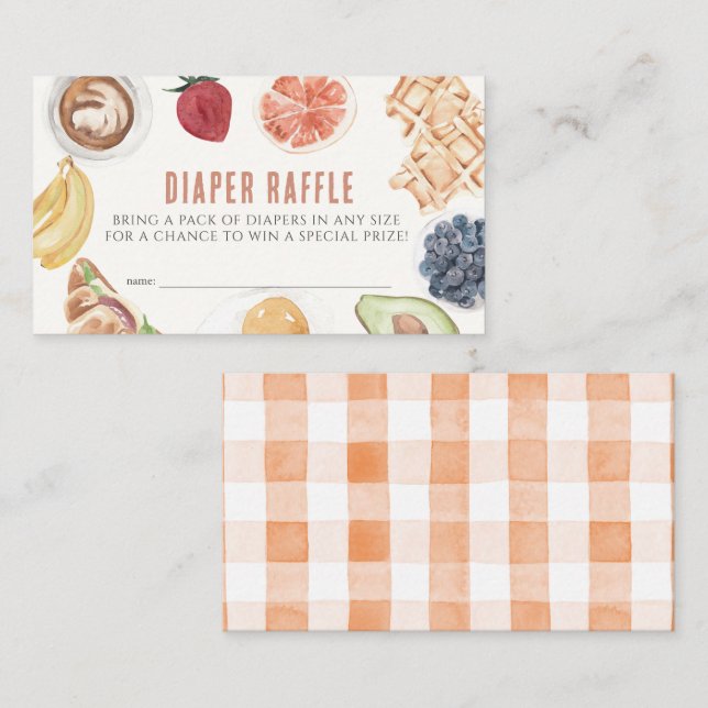 Tarjeta De Recepción Boleto de café Waffles Diaper Raffle Fruits (Anverso / Reverso)