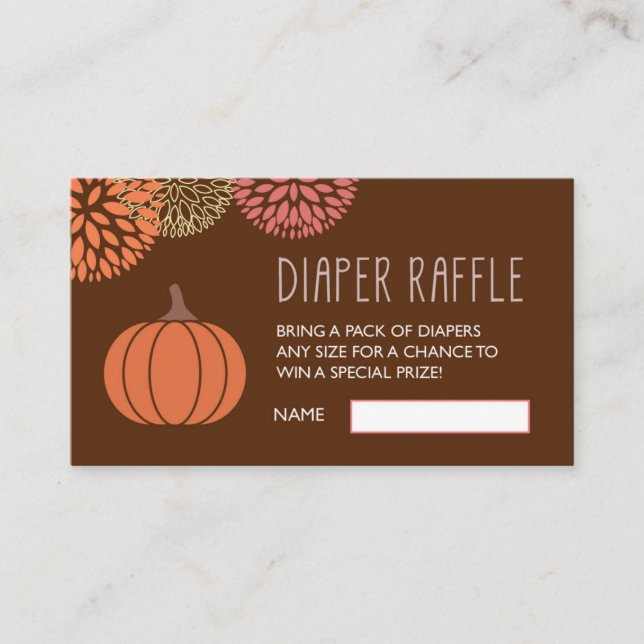 Tarjeta De Recepción Boleto de calabaza Diaper Raffle (Anverso)