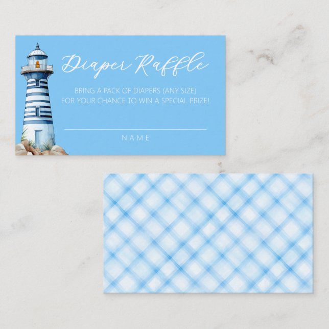 Tarjeta De Recepción Boleto de canapé de Diaper Raffle de faro náutico  (Anverso / Reverso)