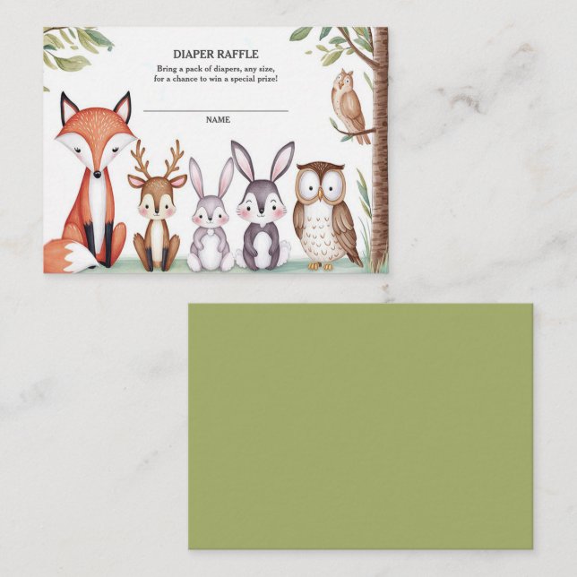Tarjeta De Recepción Boleto de caramelos Baby Shower Diaper Raffle Anim (Anverso / Reverso)