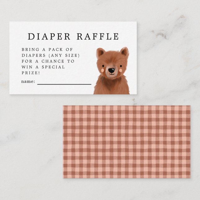 Tarjeta De Recepción Boleto de Diaper de Oso de Woodland Raffle (Anverso / Reverso)