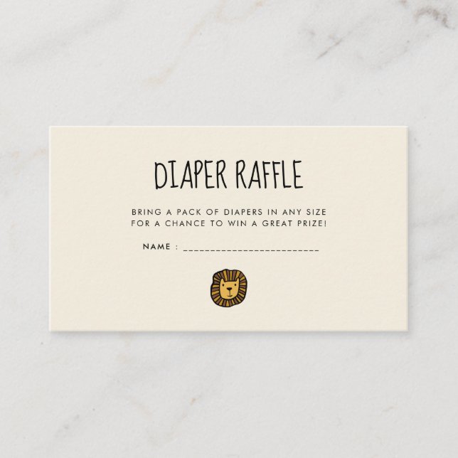 Tarjeta De Recepción Boleto de Diaper Raffle de león de la jungla (Anverso)