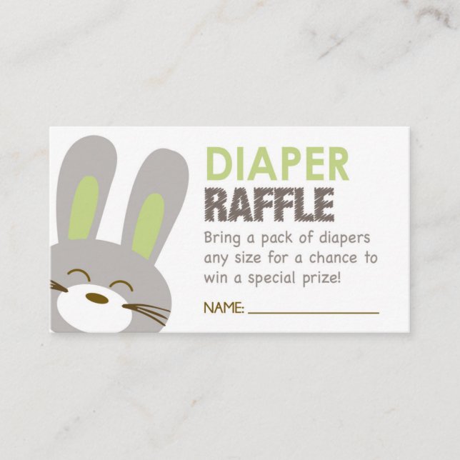 Tarjeta De Recepción Boleto de Diaper Raffle para Conejito Verde (Anverso)