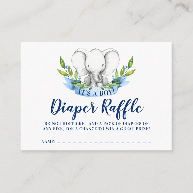 Tarjeta De Recepción Boleto de Elefante Rústico Diaper Raffle (Anverso)