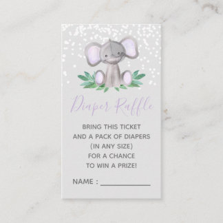 Tarjeta De Recepción Boleto de Elephant Baby Shower Purple Diaper Raffl