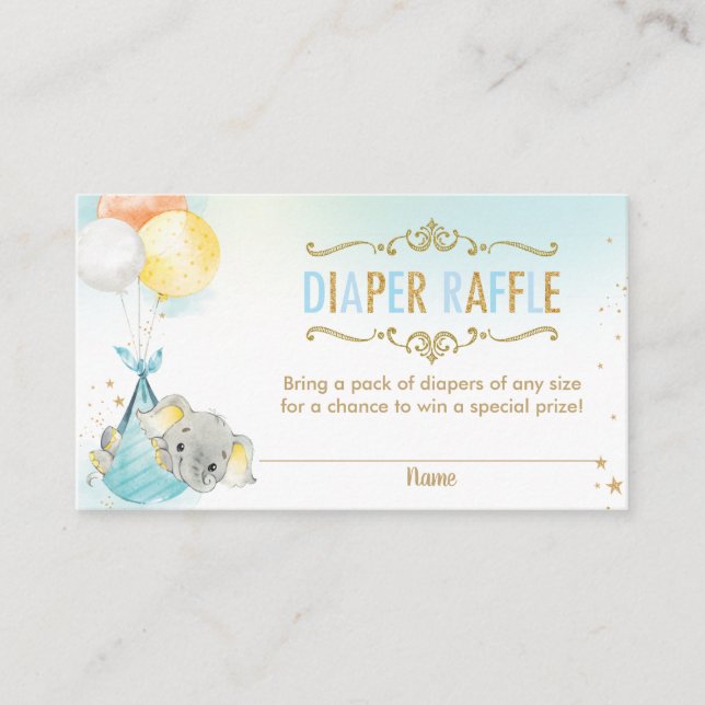 Tarjeta De Recepción Boleto de Elephant Balloons Baby Shower Diaper Raf (Anverso)
