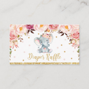 Tarjeta De Recepción Boleto de Elephant Floral Baby Shower Diaper Raffl