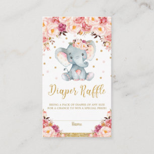 Tarjeta De Recepción Boleto de Elephant Floral Baby Shower Diaper Raffl