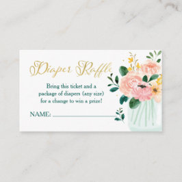 Tarjeta De Recepción Boleto de Floral Floral Diaper Raffle