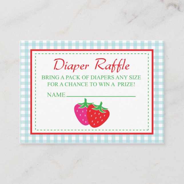 Tarjeta De Recepción Boleto de fresa de pañal Raffle (Anverso)