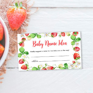 Tarjeta De Recepción Boleto de Juego de Ideas de Nombres de Bebé Fresa