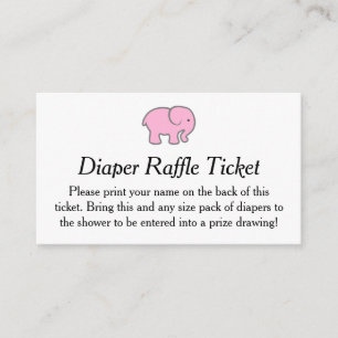 Tarjeta De Recepción Boleto de la rifa del pañal del elefante rosado
