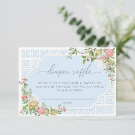Tarjeta De Recepción Boleto de la serie azul Chinoiserie Diaper Raffle