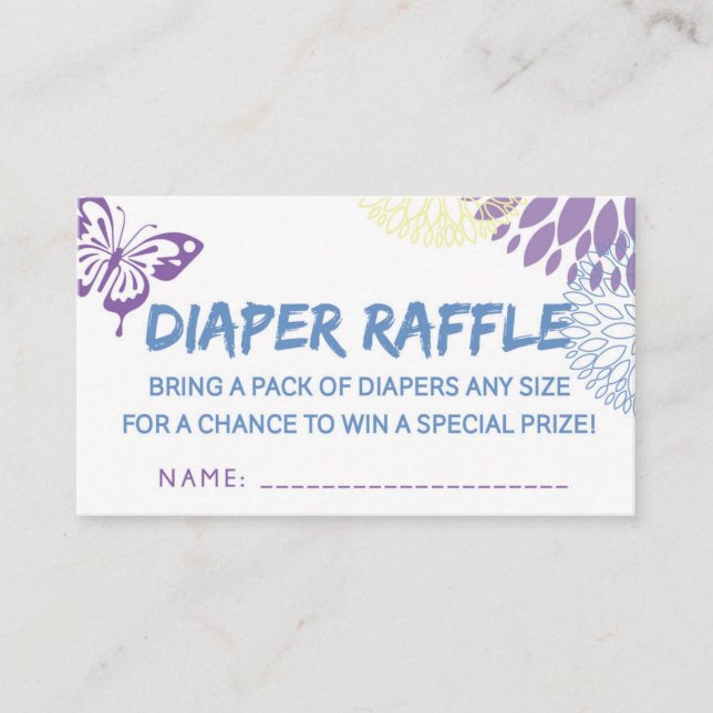 Tarjeta De Recepción Boleto de mariposa Diaper Raffle (Anverso)