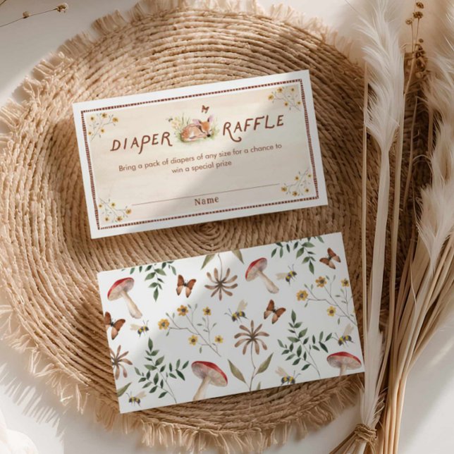 Tarjeta De Recepción Boleto de pañal de Baby Shower forestal Raffle (Rustic Woodland Deer Diaper Raffle Ticket)