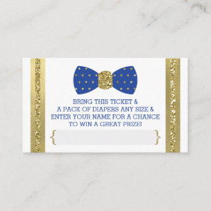 Tarjeta De Recepción Boleto de pañal de pequeño hombre, azul real, oro