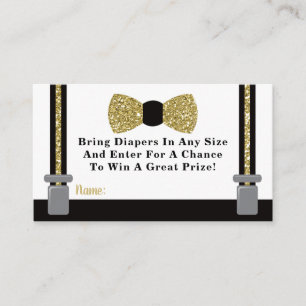 Tarjeta De Recepción Boleto de pañal de pequeño hombre, oro, negro