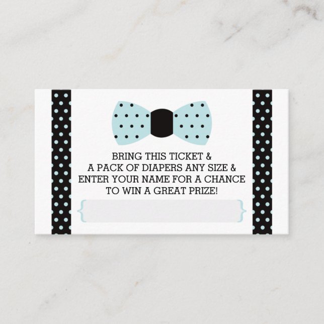 Tarjeta De Recepción Boleto de pañal para el pequeño hombre, azul para  (Anverso)