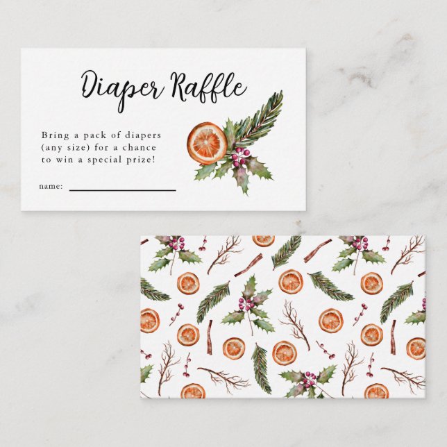 Tarjeta De Recepción Boleto de papel de invierno Baby Shower Diaper Raf (Anverso / Reverso)