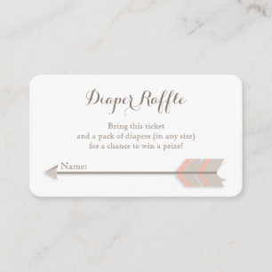 Tarjeta De Recepción Boleto de Raffle Boho Baby Shower Pink and GreyDia